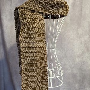 Handwoven Wool Scarf in Brown and Beige